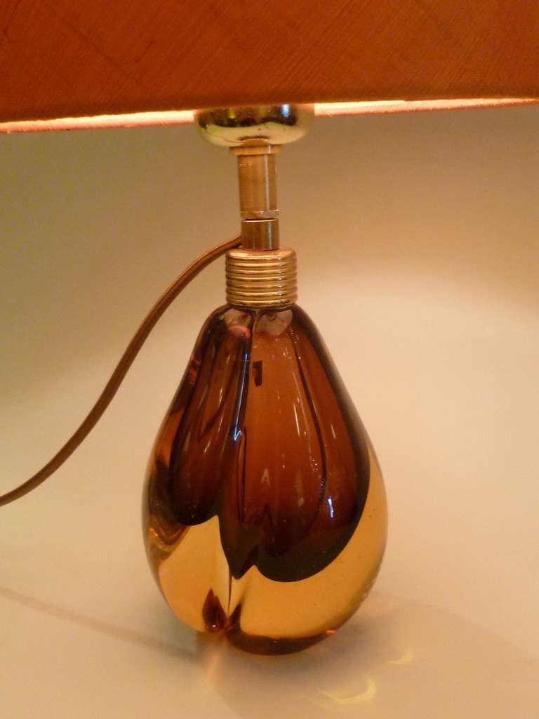 Italian 1950s Seguso Dalla Venezia Sommerso Glass Table Lamp