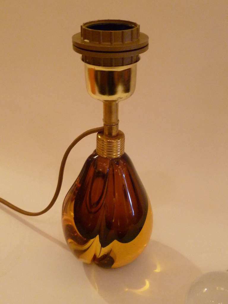 Mid-20th Century 1950s Seguso Dalla Venezia Sommerso Glass Table Lamp