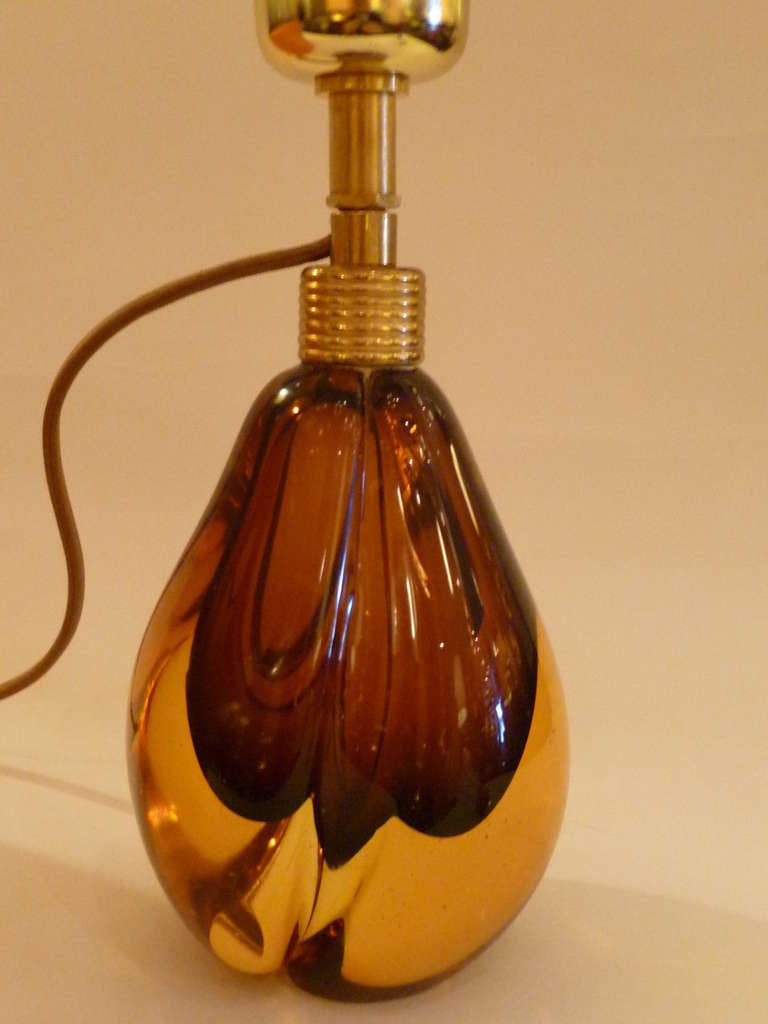 1950s Seguso Dalla Venezia Sommerso Glass Table Lamp In Excellent Condition In Miami, FL