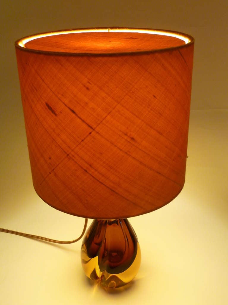 Mid-Century Modern 1950s Seguso Dalla Venezia Sommerso Glass Table Lamp
