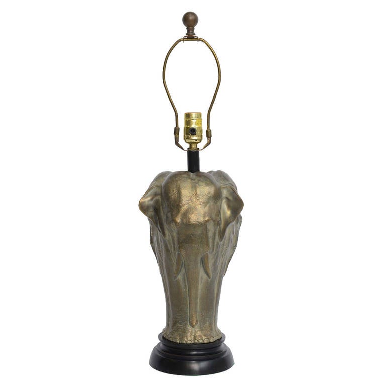 Chapman Sculptural Bronze Elephant Table Lamp