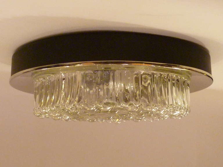 PAIR 60s Ice Bubble Glass and Chrome Flush Mount or Wall Lights at 1stdibs