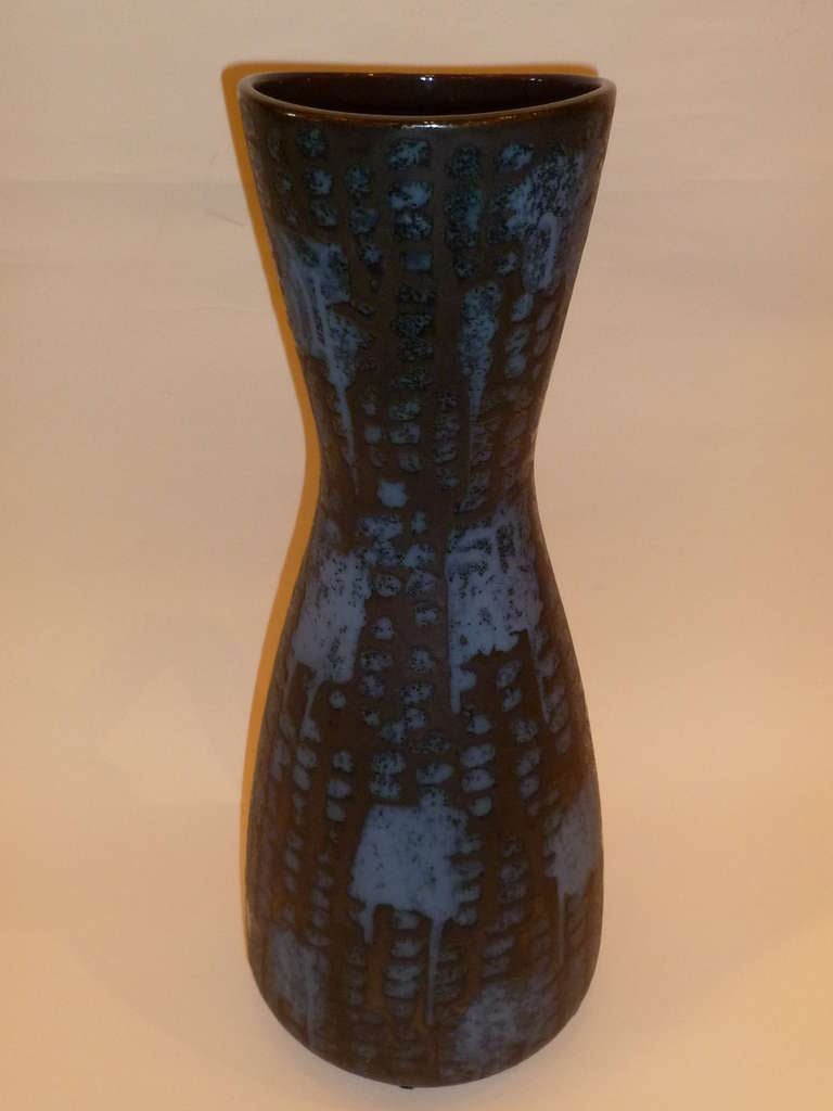 1960s Tall Carstens Ankara Lava Glaze Floor Vase Germany In Excellent Condition In Miami, FL