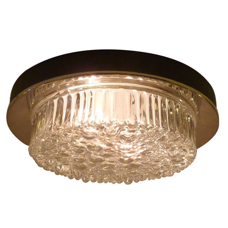 PAIR 60s Ice Bubble Glass and Chrome Flush Mount or Wall Lights at 1stdibs