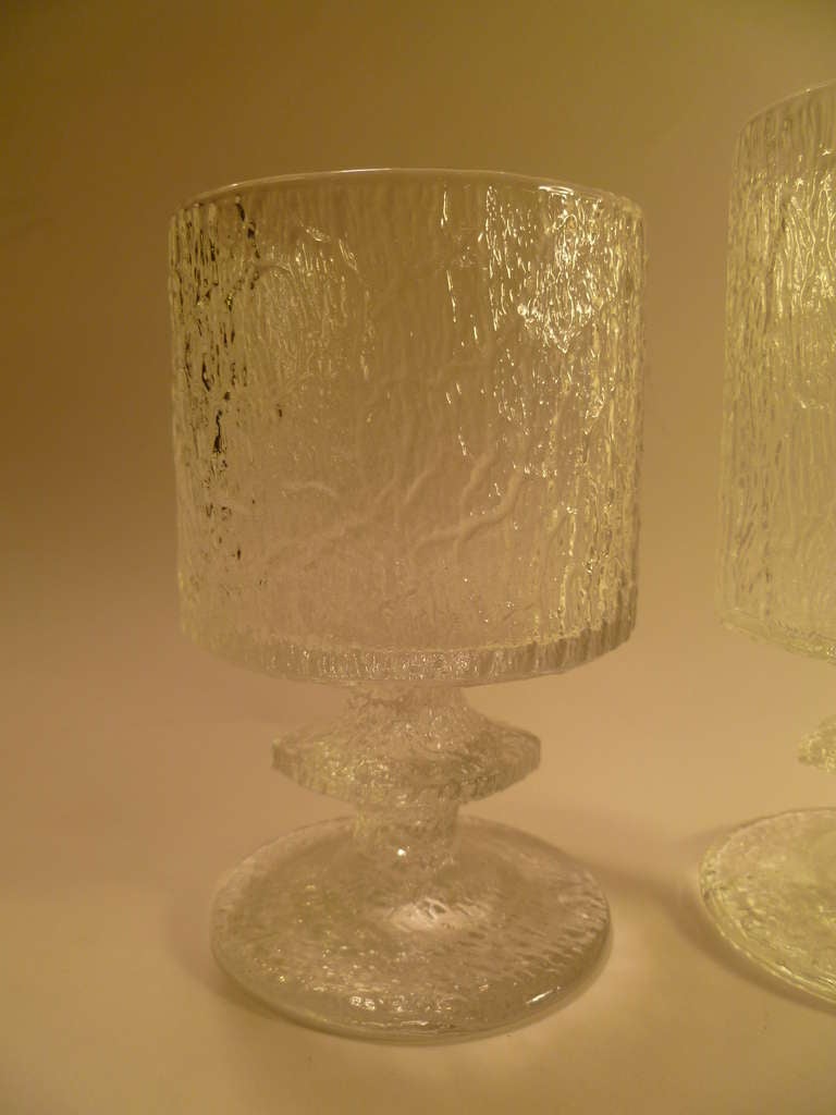As if out of the ice, Finnish design master Timo Sarpaneva, created the Senaattori or Senator form of wine glasses or goblets in the 1960s to compliment his Festivo design of candlesticks and they often called Festivo as well.  Here are 16 wine