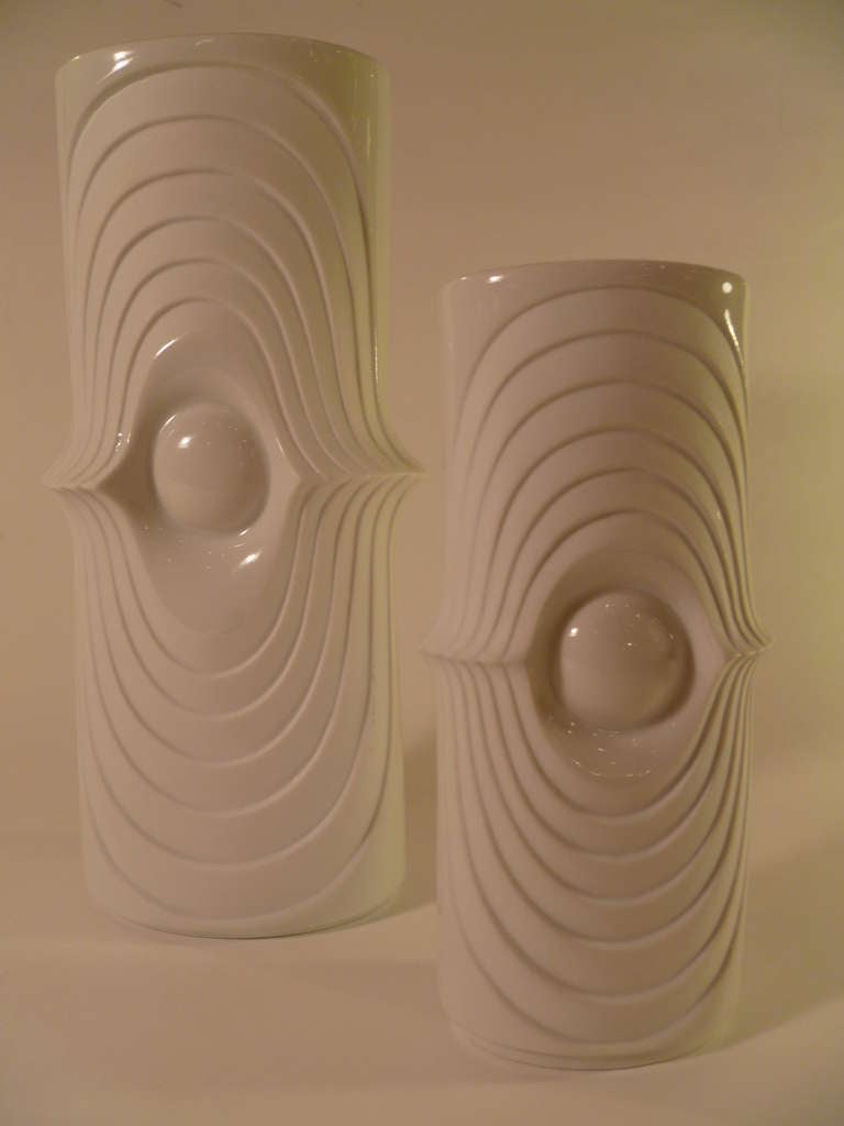 Pair of Modern Op Art KPM Vases Swing Series 1974