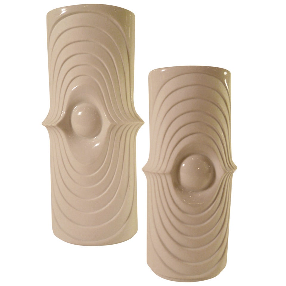 Pair of Modern Op Art KPM Vases Swing Series 1974