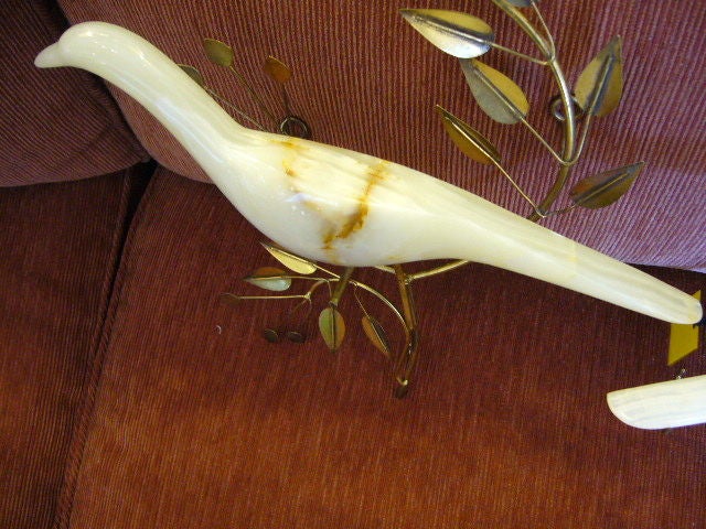 Rare Curtis Jeré Onyx Doves in Olive Branches Wall Sculptures 4