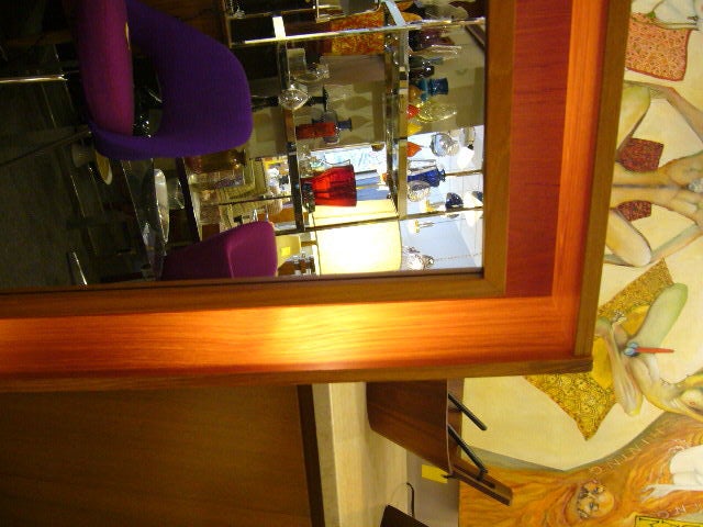 Large Danish Teak Shadowbox Back-Lit Mirror 6