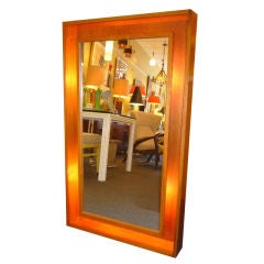 Large Danish Teak Shadowbox Back-Lit Mirror