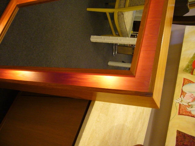 Large Danish Teak Shadowbox Back-Lit Mirror 1