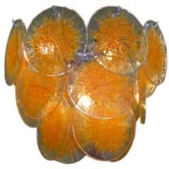 Colorful Vistosi Orange Disc Three Tier Chandelier