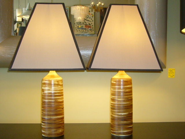 Gunnar Borg Tiger Stripe Studio Pottery Table Lamps Hoganas 1