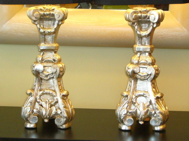 Late 18th Century Italian Silver Gilt Altar Prickets as Table Lamps 5