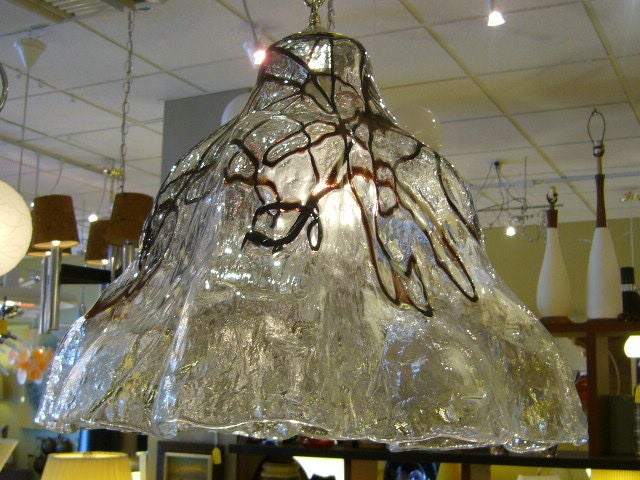 Exciting Modern Mazzega Thick Ice Glass Chandelier, 1970s In Good Condition In Miami, FL