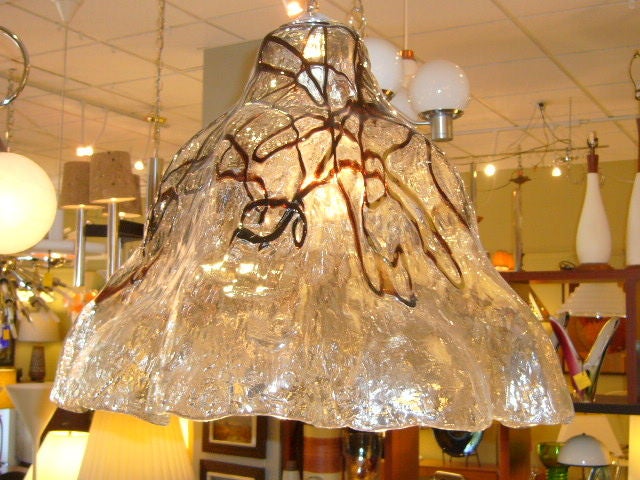 Late 20th Century Exciting Modern Mazzega Thick Ice Glass Chandelier, 1970s