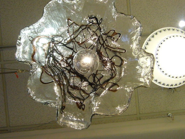 Exciting Modern Mazzega Thick Ice Glass Chandelier, 1970s 2