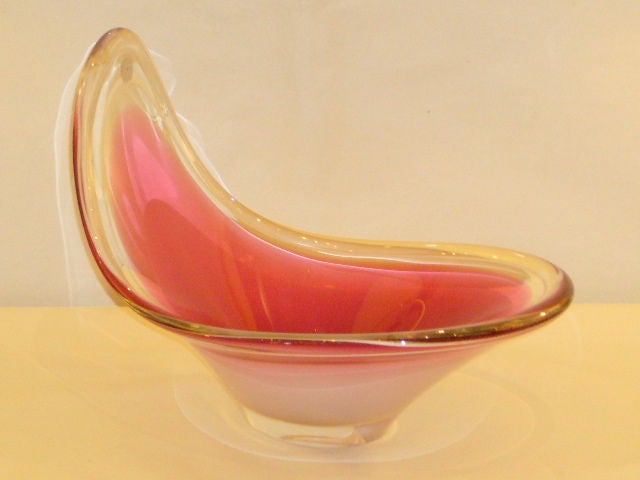 SOLD NOV 2010 Having worked at Orrefors and Nuutajarvi in Finland before joining Flygsfors in 1949, Peter Kedelv designed Coquille in 1952, probably the most recognizable and modern organic free-form blown glass vessels from that period in Sweden