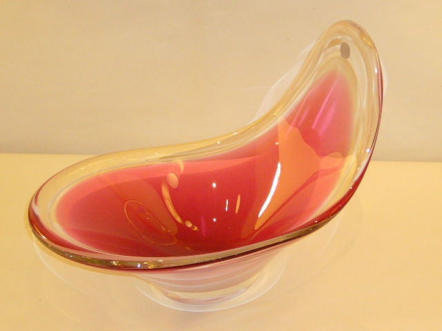 Large Peter Kedelv Coquille Blown Glass Bowl for Flygsfors 1