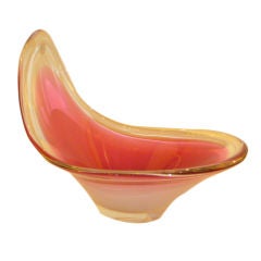 Vintage Large Peter Kedelv Coquille Blown Glass Bowl for Flygsfors