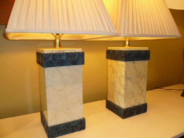 Elegant Maitland-Smith Lacquered Art Deco Style Table Lamps In Good Condition In Miami, FL