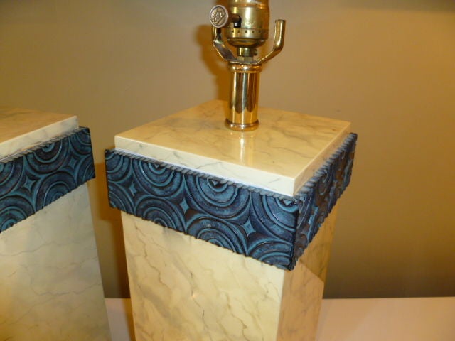 20th Century Elegant Maitland-Smith Lacquered Art Deco Style Table Lamps