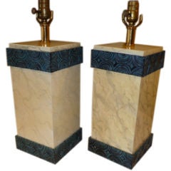 Elegant Maitland Smith Lacquered Art Deco Style Table Lamps 7