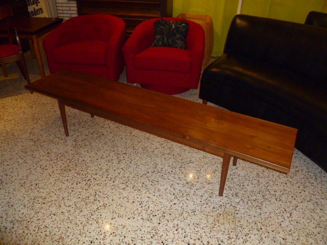American Fine Drexel Walnut Long Board Table Bench