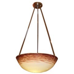 1930's French Pate de Verre Glass Bowl Chandelier 7