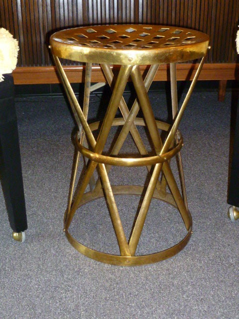 Rich Chic Hammered Brass Strapwork Stool Table 5