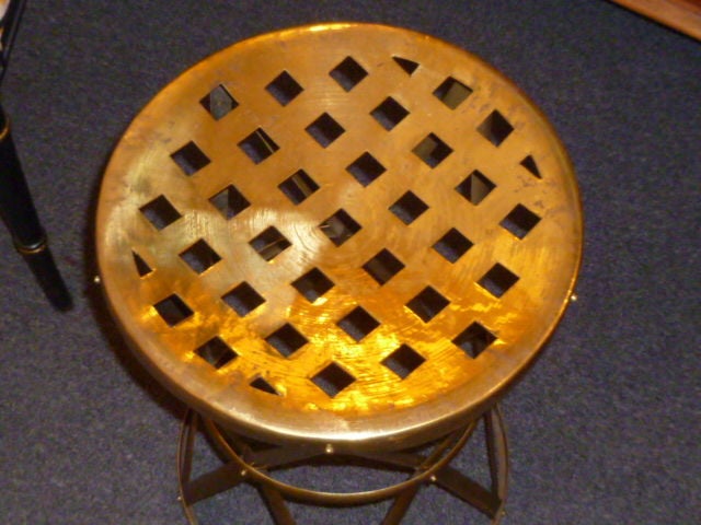 Rich Chic Hammered Brass Strapwork Stool Table 1