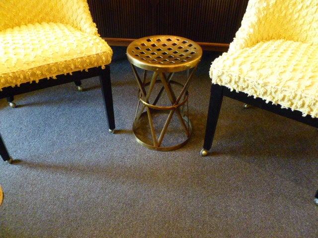 Rich Chic Hammered Brass Strapwork Stool Table 4