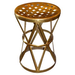 Rich Chic Hammered Brass Strapwork Stool Table