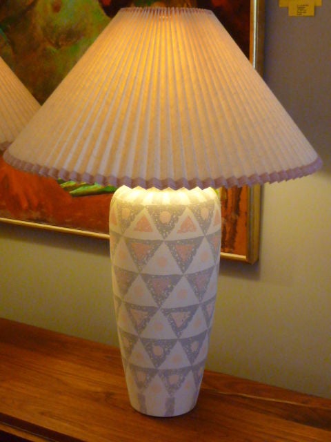 Post-Modern Modern Smart Geometric Motif Vase Form Pottery Table Lamps