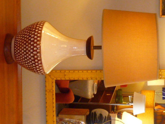 Large Danish Table Lamp with Bitossi Thumbprint Pottery