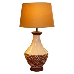 Large Danish Table Lamp with Bitossi Thumbprint Pottery