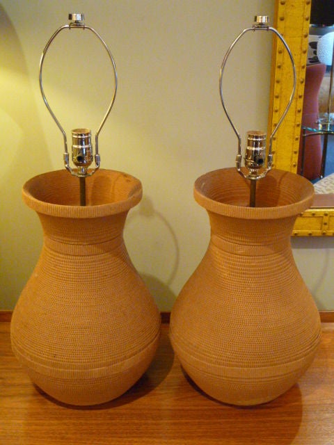 Mid-Century Modern Unique 1970s Spiral Corrugated Paper Table Lamps