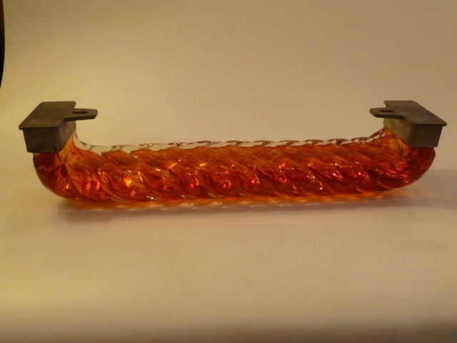 Mid Century Modern Large Venini Glass Rope Design Door Handle Pull Murano Italy  In Good Condition For Sale In Miami, FL