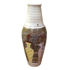 60
s Monumental Anita Nylund Sgrafitto Pottery Vase Sweden