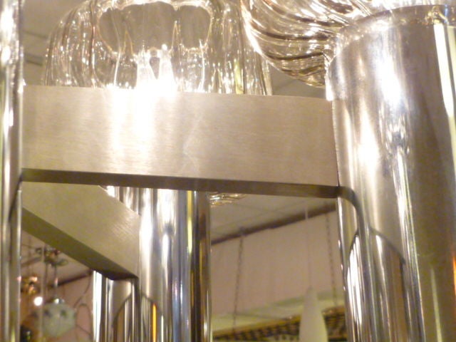Mid-20th Century Exciting Five Globe Nickel Lightolier Chandelier