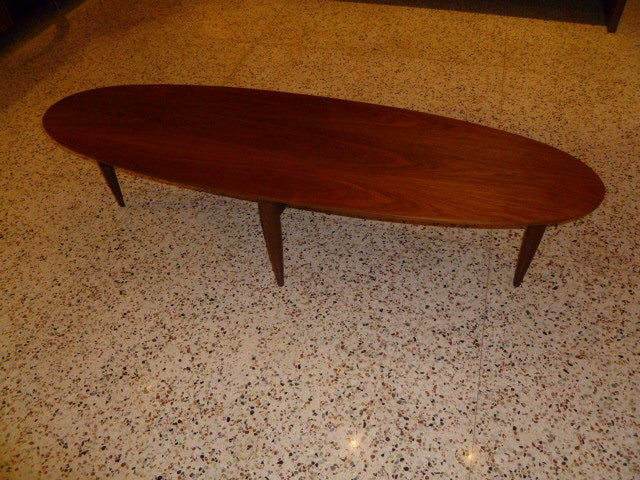 Mid-20th Century Classic 50's  Walnut Surfboard Coffee Table
