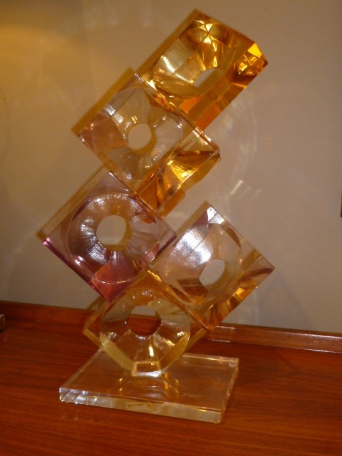 American Dazzling Eric Bauer Lucite Sculpture Signed