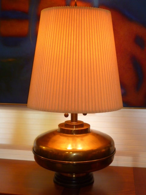 Monumental Fat 60's Brass Hibachi Form Table Lamp