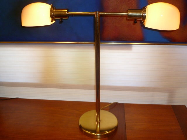 Brass Nessen Library Desk Bedside T Bar Lamp