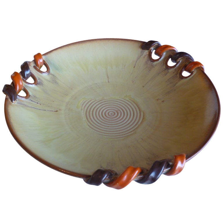 Large 1930
s Swedish Pottery Charger Bowl by Harald Ostergren