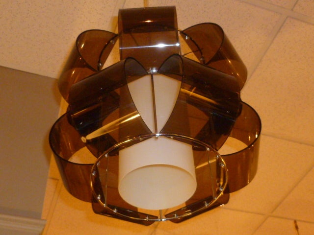 Fab Mod 60's  Chrome Lucite Bouffant Chandelier Pendant