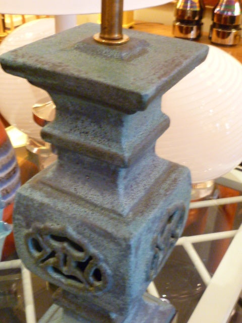 Monumental Lava Glaze Asian Motif Table Lamp 1