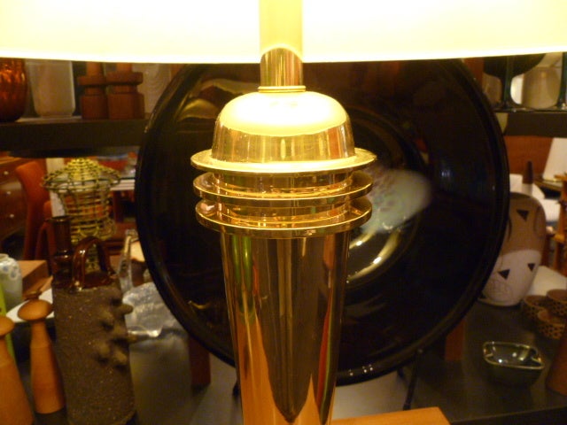 Late 20th Century Great Machine Age Deco Style Brass Table Lamp Mutual Sunset