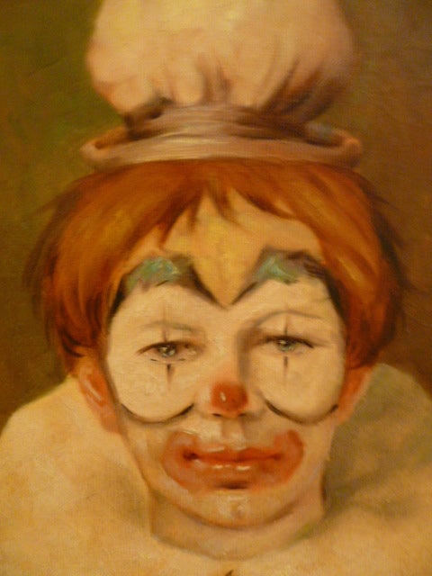 Mid-Century Modern Fine Roncato Clown Italian Oil/Canvas Framed