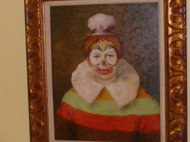 Fine Roncato Clown Italian Oil/Canvas Framed In Excellent Condition In Miami, FL